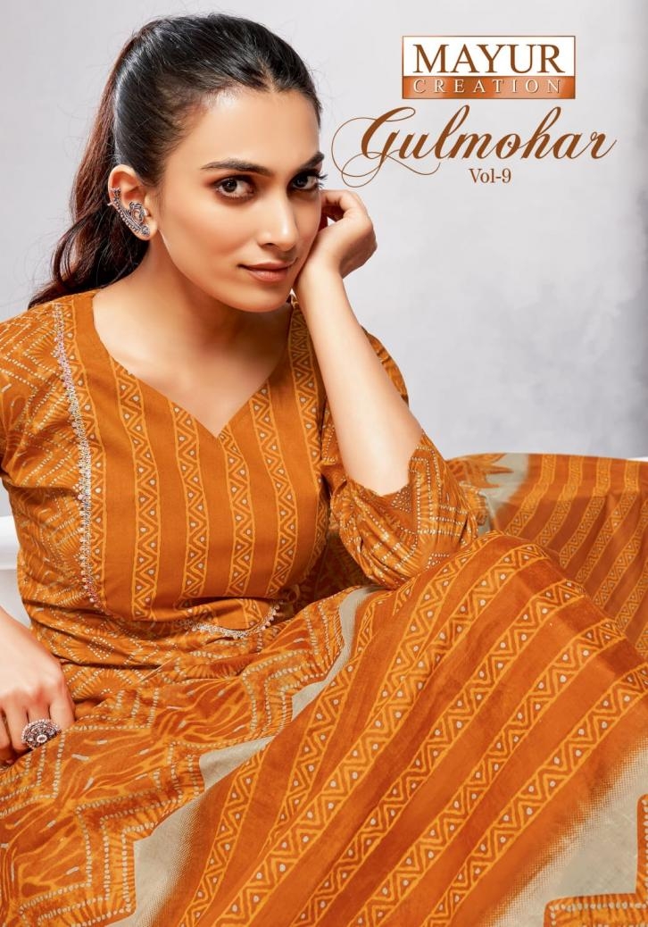 mayur creation gulmohar vol 9 series 9001 to 9010 cotton readymade plus size suit in wholesale surat