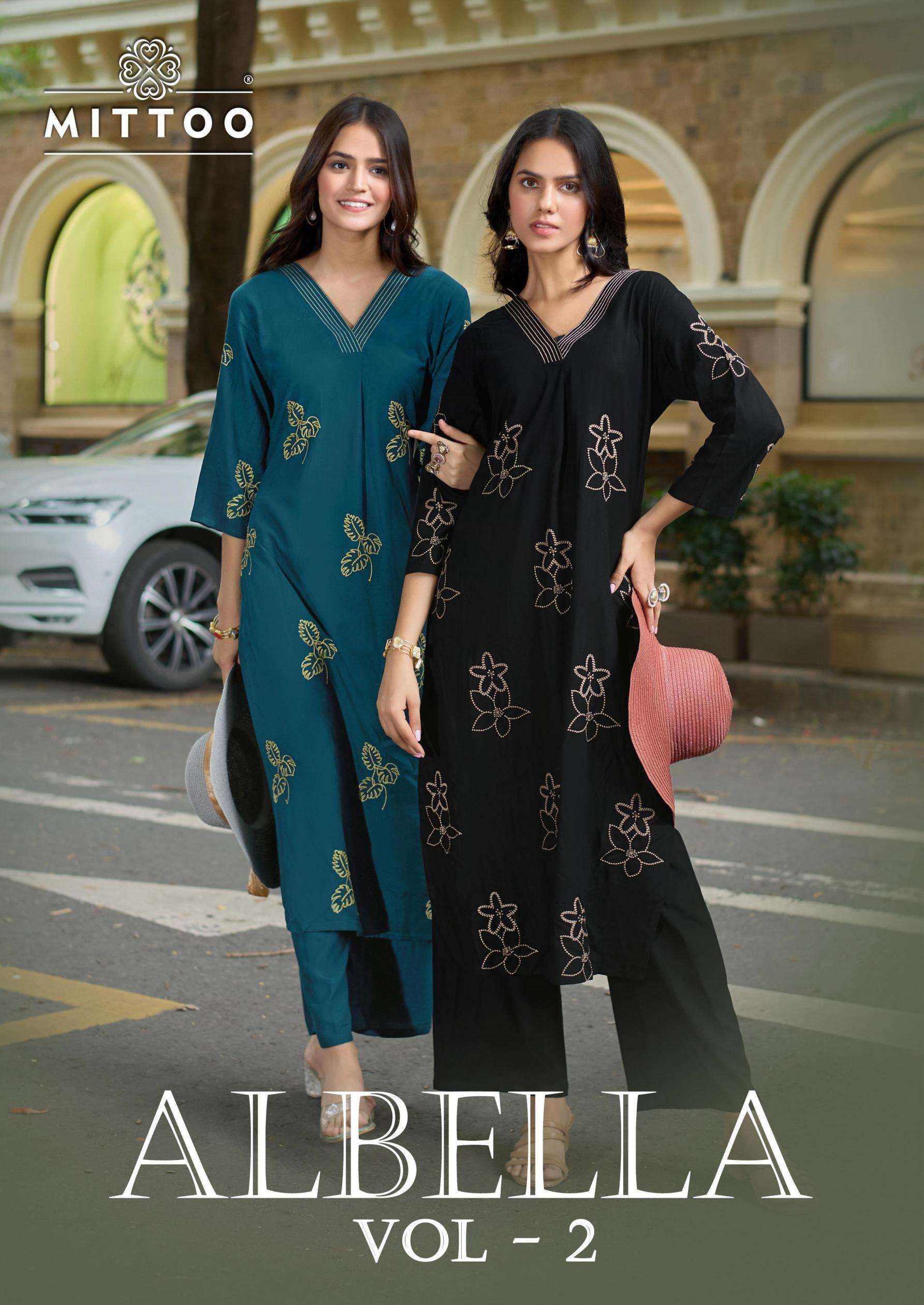 mittoo albella vol 2 series 4007 to 4012 rayon daily wear readymade kurti with plazzo in wholesale surat