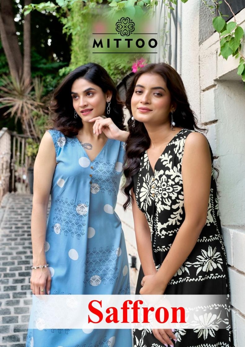 mittoo saffron series 2001 to 2006 rayon readymade classic kurti with pant in wholesale surat
