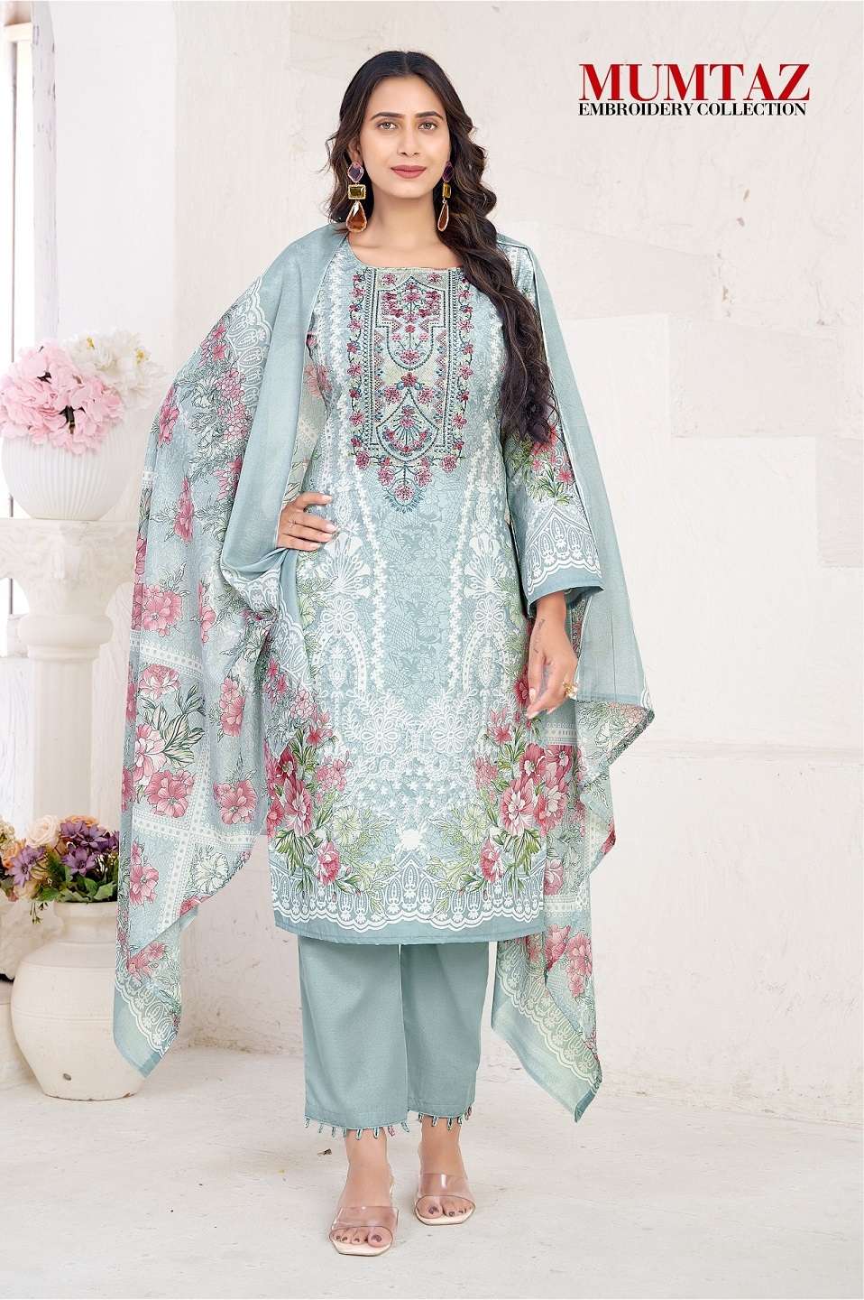 Mumtaz Vol-5 series 5001 to 5008 Pure Cotton Print Embroidery Work salwar kameez in wholesale surat