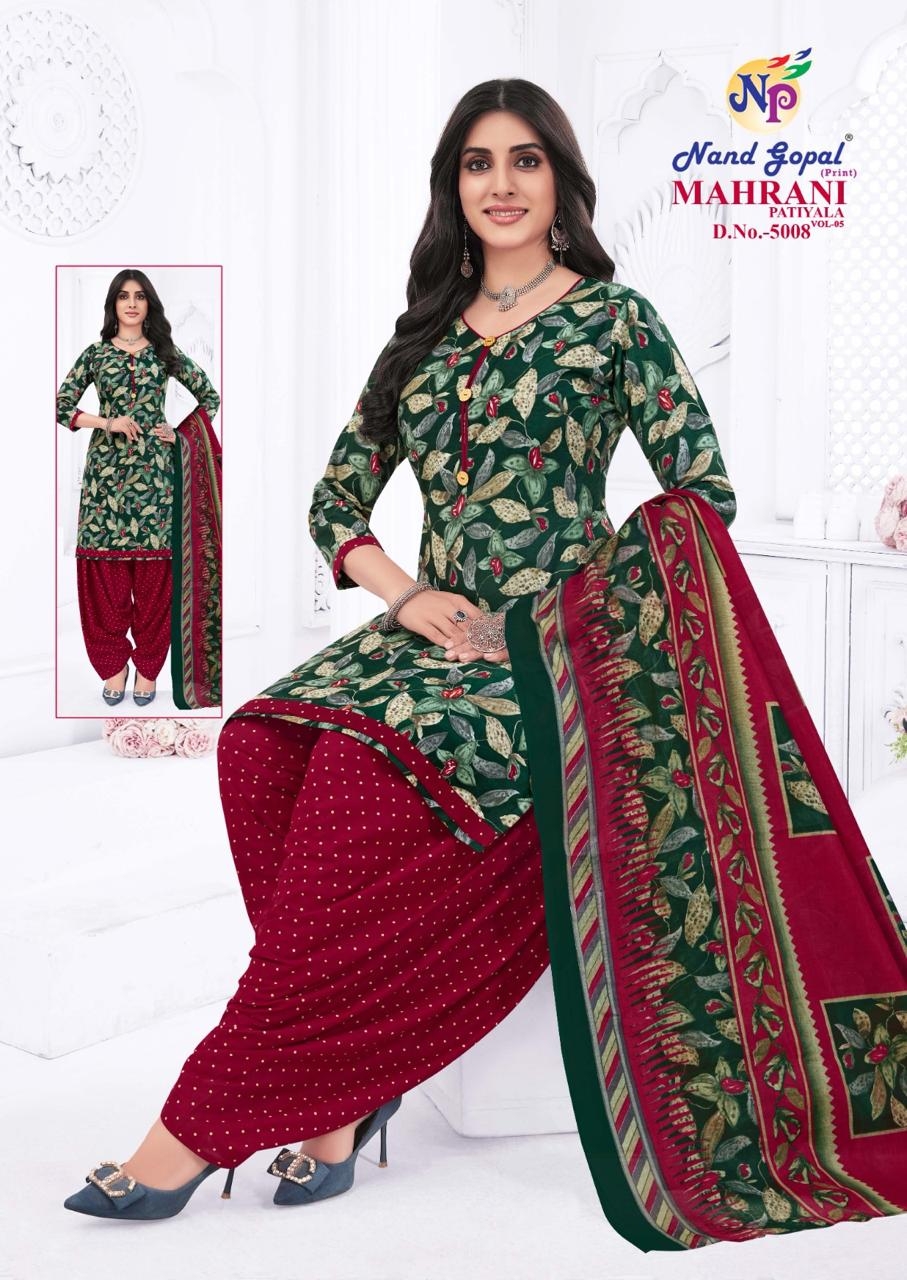 Ng Maharani Patiyala Vol-5 series 5001 to 5010 Pure Cotton Printed salwar kameez in wholesale surat