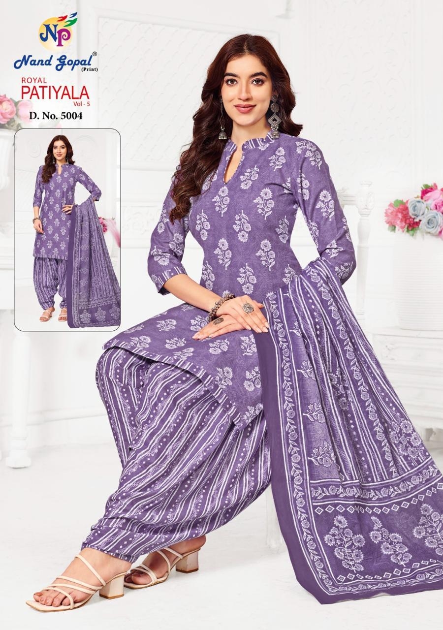 Ng Royal Patiyala Vol-5 series 5001 to 5012 Pure Cotton Printed salwar kameez in wholesale surat