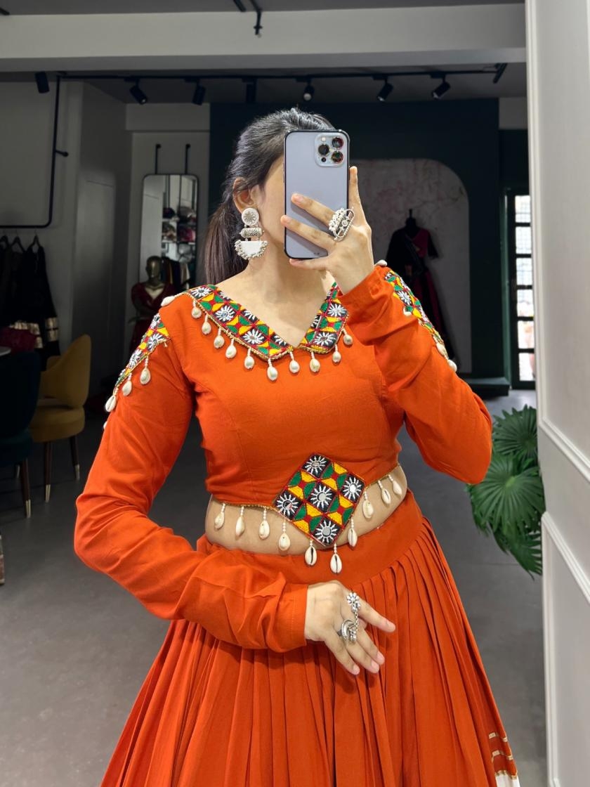 nnk1678 rayon half saree readymade navratri lehengas in wholesale surat