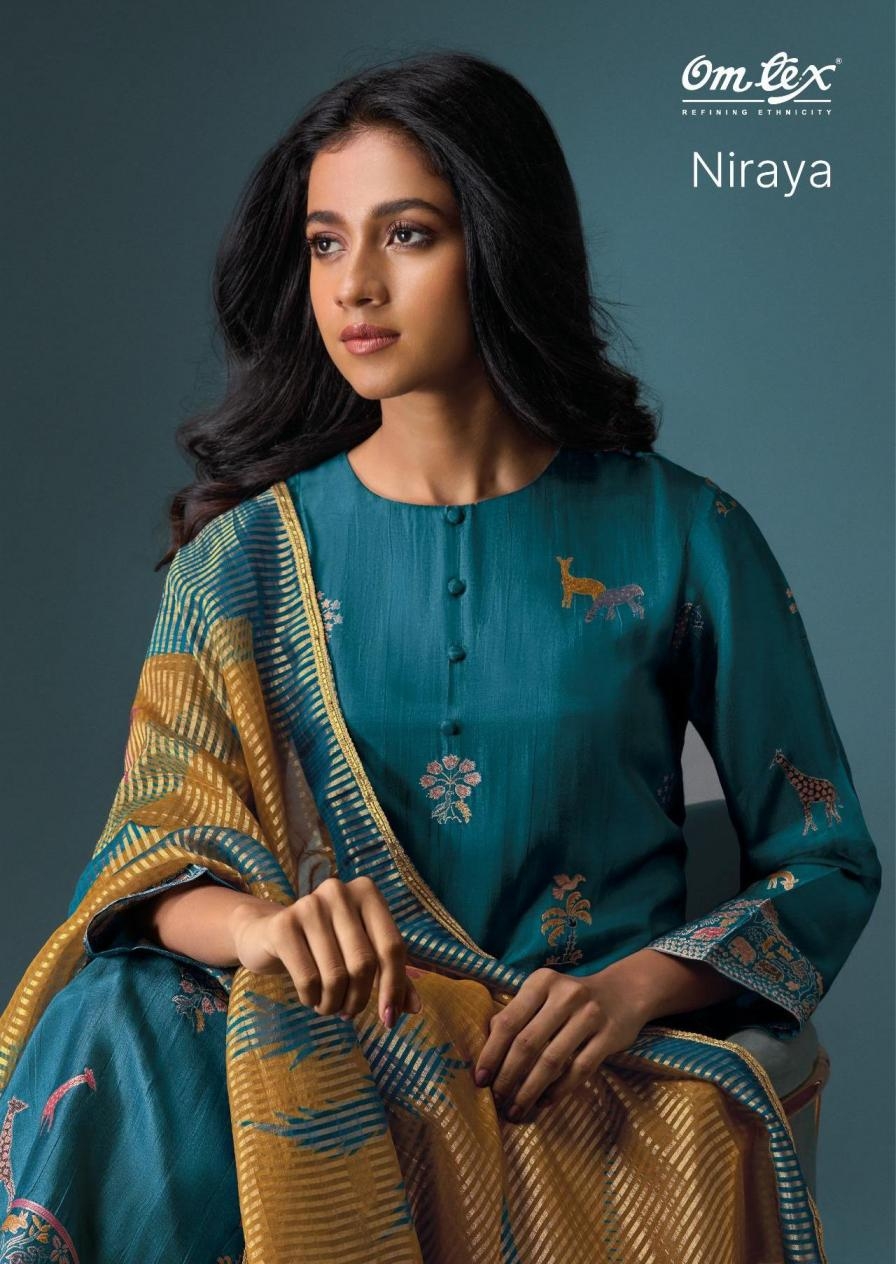 omtex niraya series 8171 A to D olivia silk jacquard trendy salwar kameez in wholesale surat