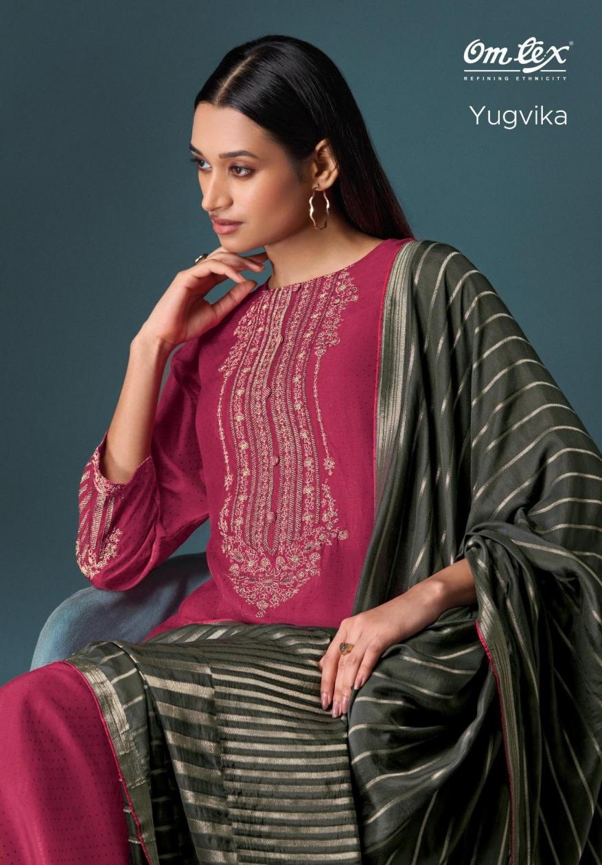 omtex yugvika series 8041A to 8041C olivia silk advanced salwar kameez in wholesale surat
