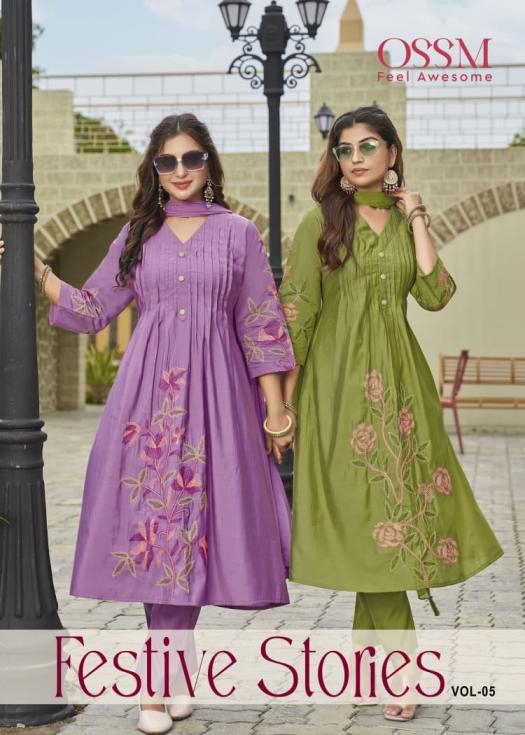 ossm festive stories vol 5 series 1001 to 1006 roman silk readymade big size suit in wholesale surat
