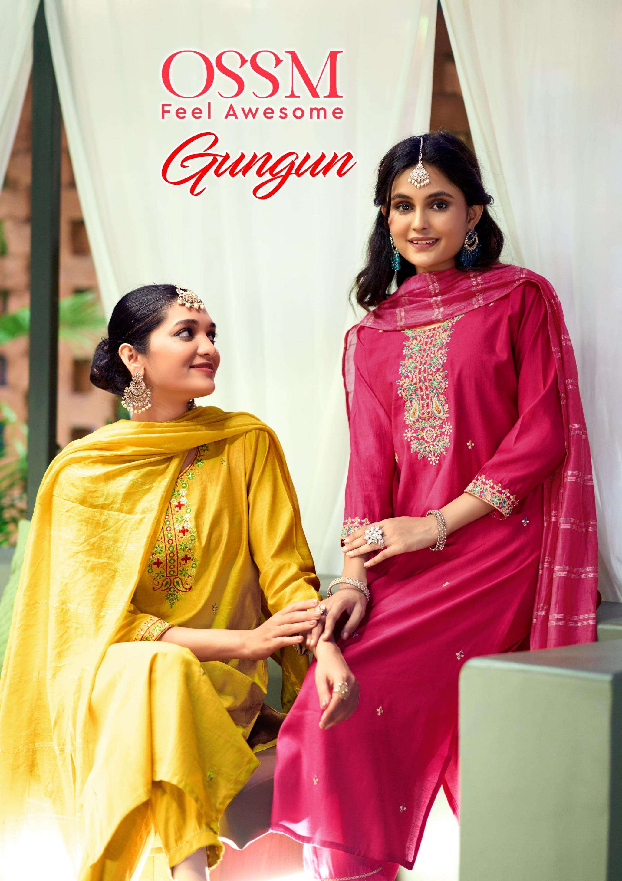 ossm gungun series 1001 to 1006 viscose vetican silk readymade big size suit in wholesale surat
