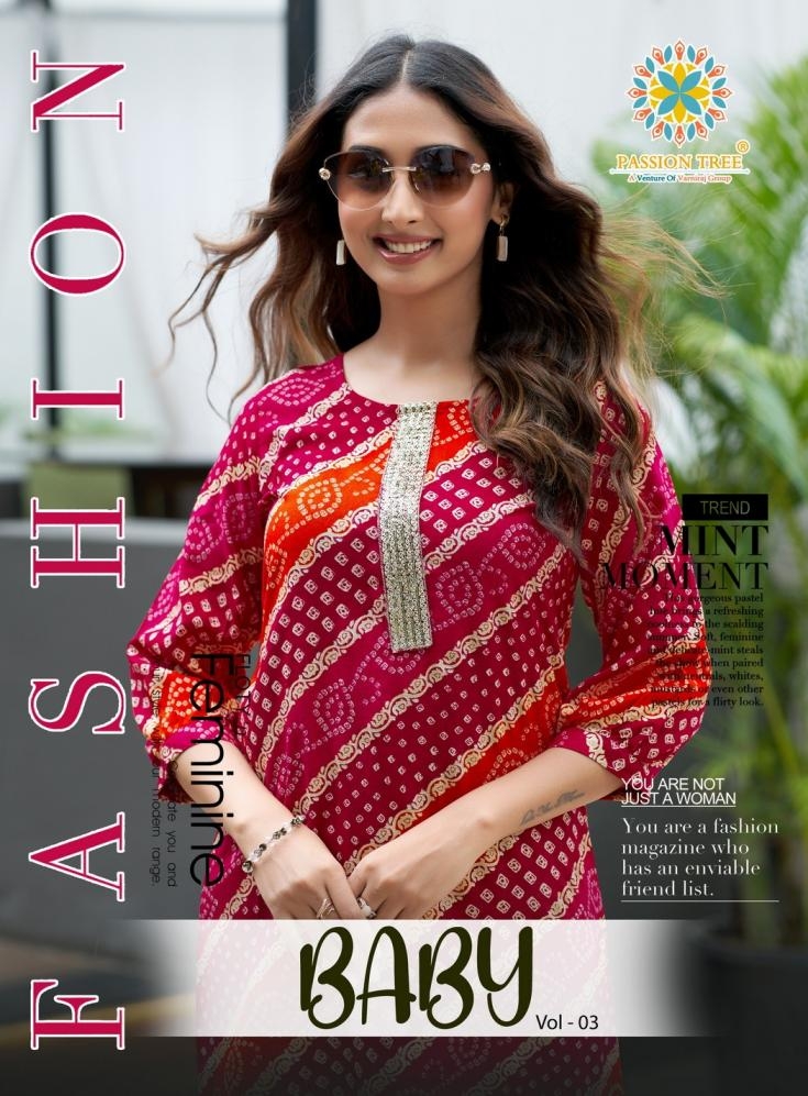 passion tree baby vol 3 series 3001 to 3010 classic readymade plus size western tops in wholesale surat