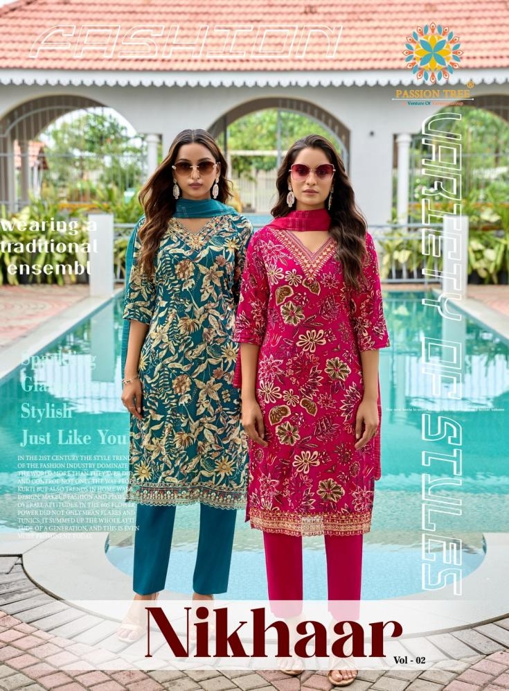 passion tree nikhaar vol 2 series 2001 to 2008 rayon readymade stylish big size suit in wholesale surat