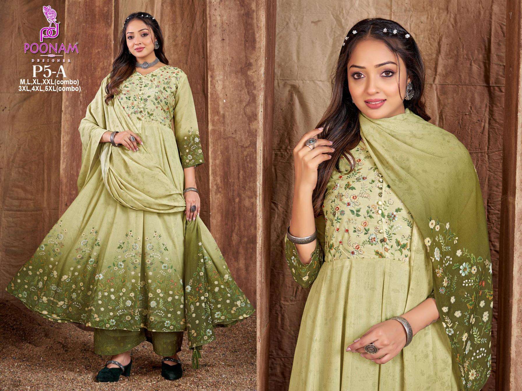 poonam designer p5 a-h readymade modern combo salwar kameez in wholesale surat