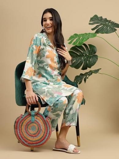PR 9STAR FASHION RAINBOW RAYON WITH DIGITAL PRINT WITH HANDWORK CO SET IN WHOLESALE SURAT