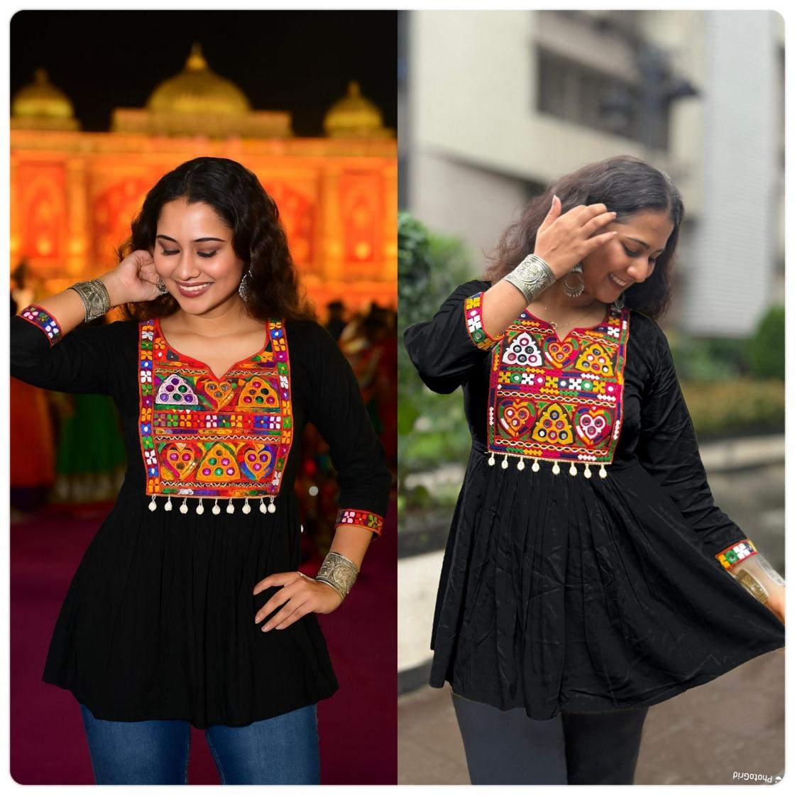 pr clothing ai navratri rayon gamthi & kodi lace amazing readymade short kurti in wholesale surat