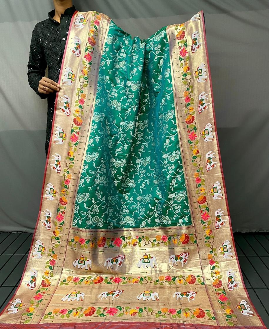 pr clothing godavari lucknowi weaving with paithani patola hit design sarees in wholesale surat