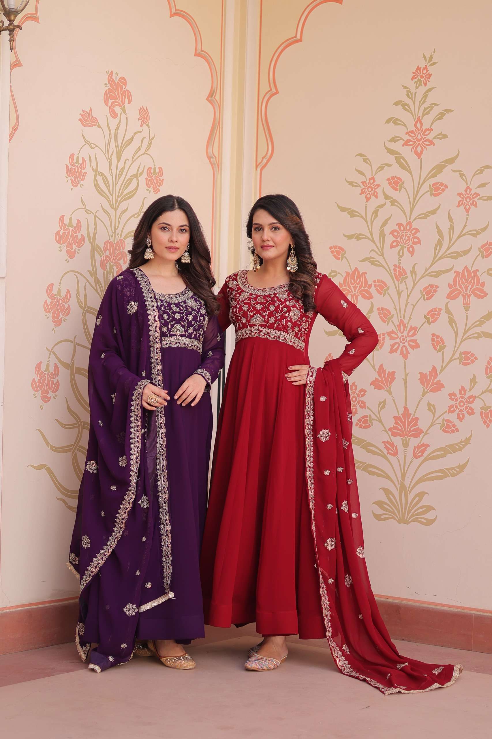 pr clothing ka 1192 hit design readymade faux blooming stylish gown with dupatta in wholesale surat