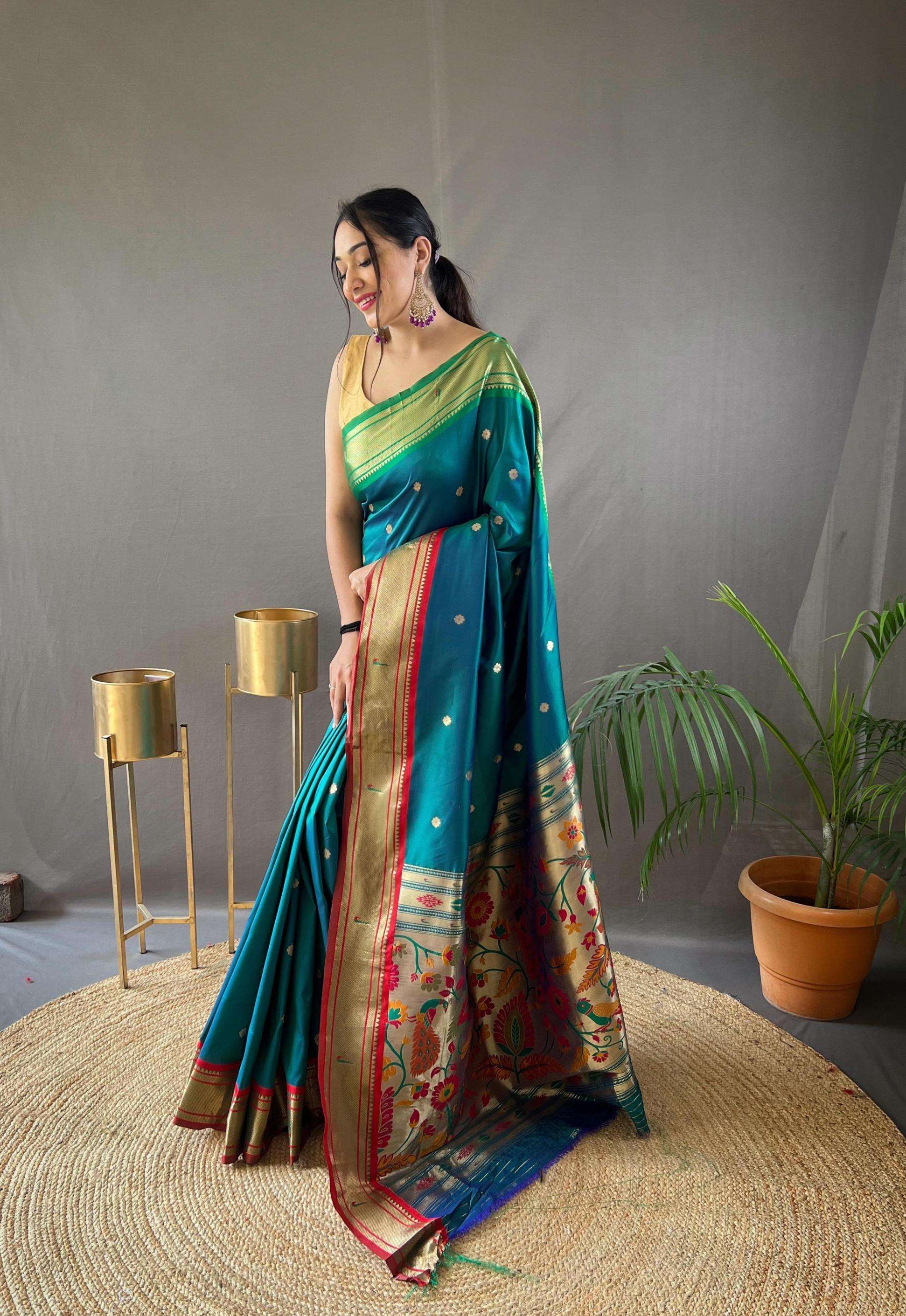 pr clothing kamal paithani ganga jamuna border stylish saree in wholesale surat