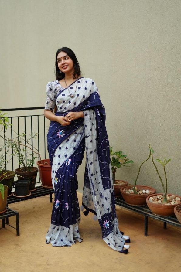 pr clothing kc 417 magic paint chanderi cotton trendy saree in wholesale surat