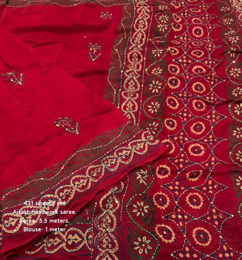 pr clothing kc 431 ajrakh chanderi cotton comfortable saree in wholesale surat