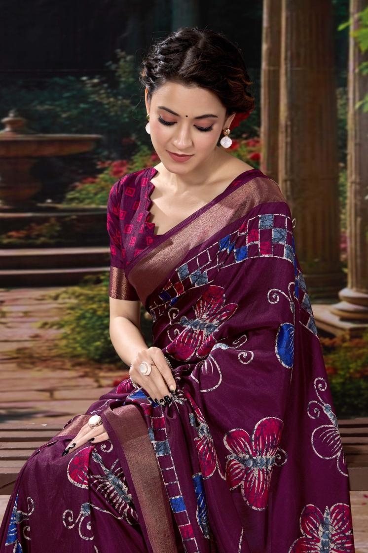 pr clothing kc 566 cotton crape bagru butterfly trendy saree in wholesale surat