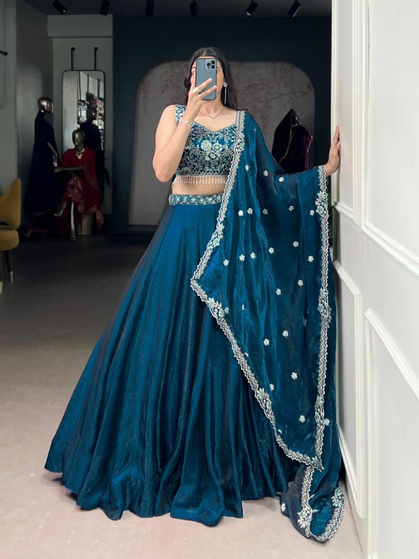 pr clothing lnb1442 fendy sequins stitch lehenga unstitch blouse in wholesale surat