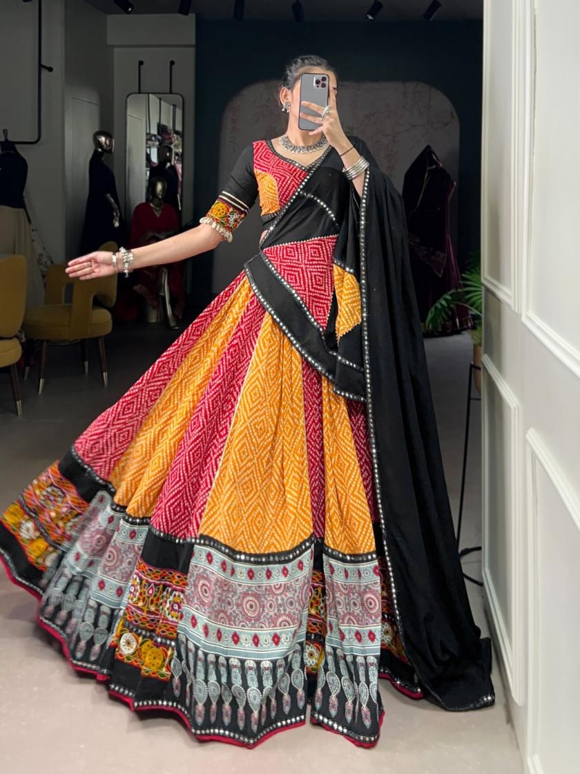 pr clothing lnb1617 rayon navratri ajarakh readymade chaniya choli in wholesale surat