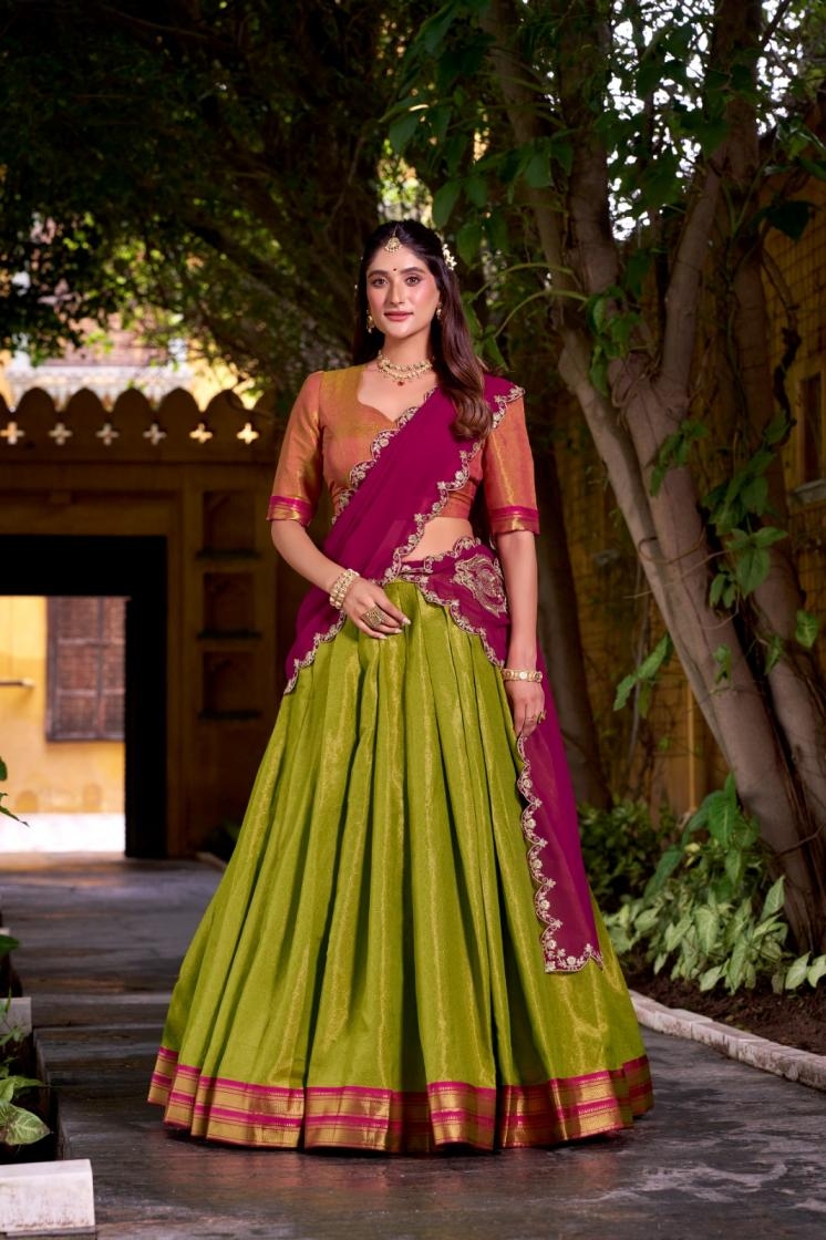 pr clothing lnb2009 mahika kanchipuram stitch lehenga unstitch choli in wholesale surat
