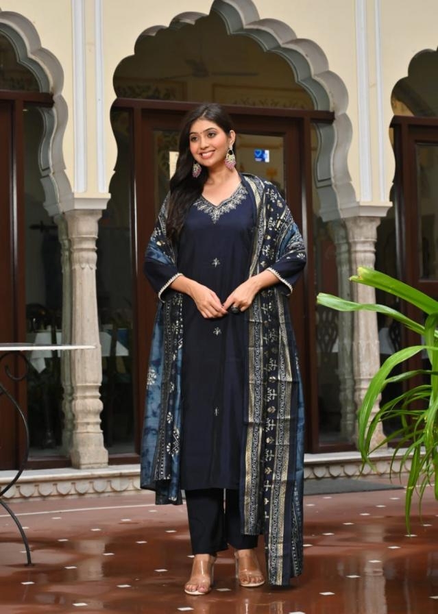 pr clothing modern roman silk readymade stylish combo dupatta set in wholesale surat