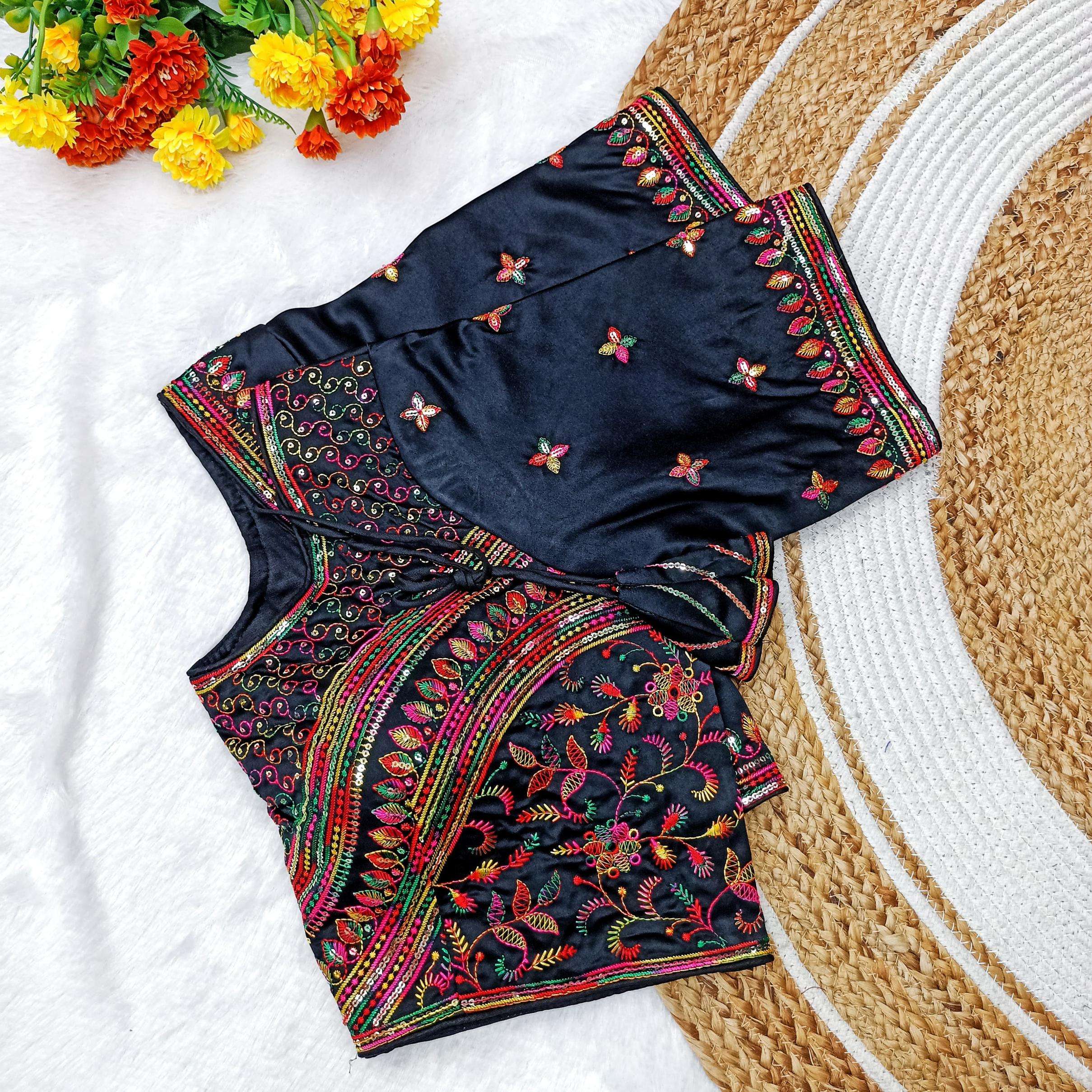 pr clothing n leaf malai soft satin readymade party wear blouse in wholesale surat