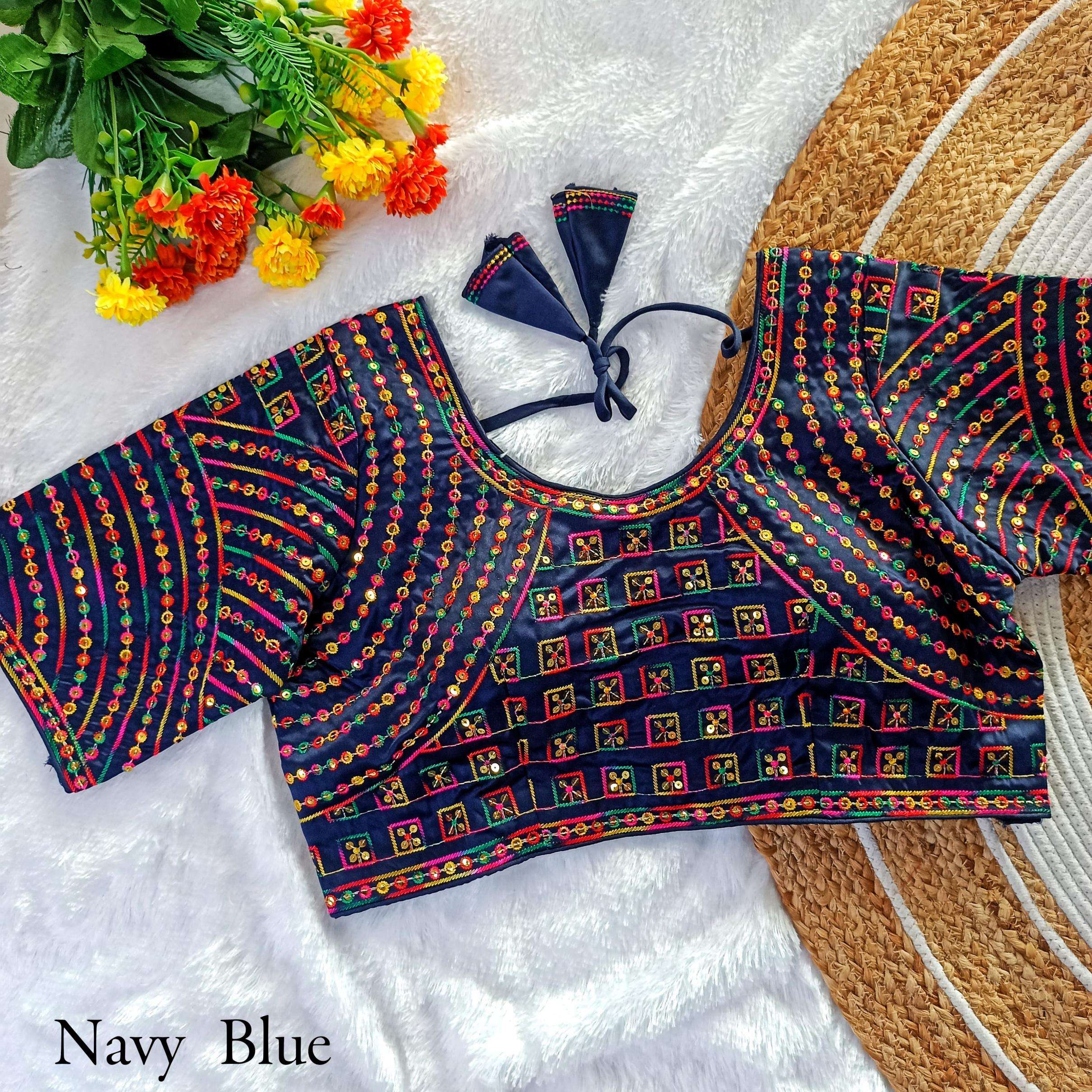 pr clothing n multy malai soft satin navratri readymade blouse in wholesale surat