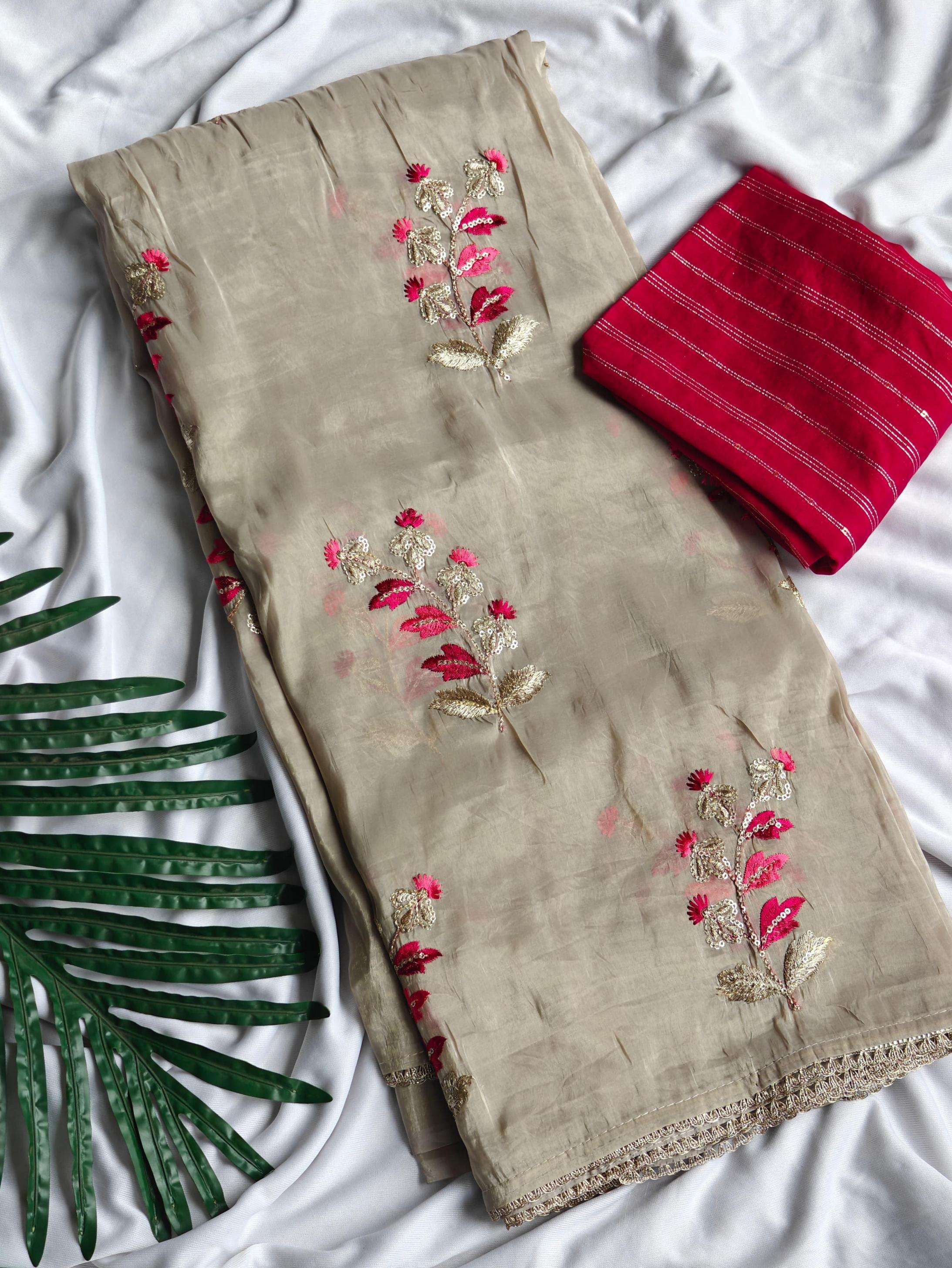 pr clothing priyanshi silk crushed embroidery work saree in wholesale surat