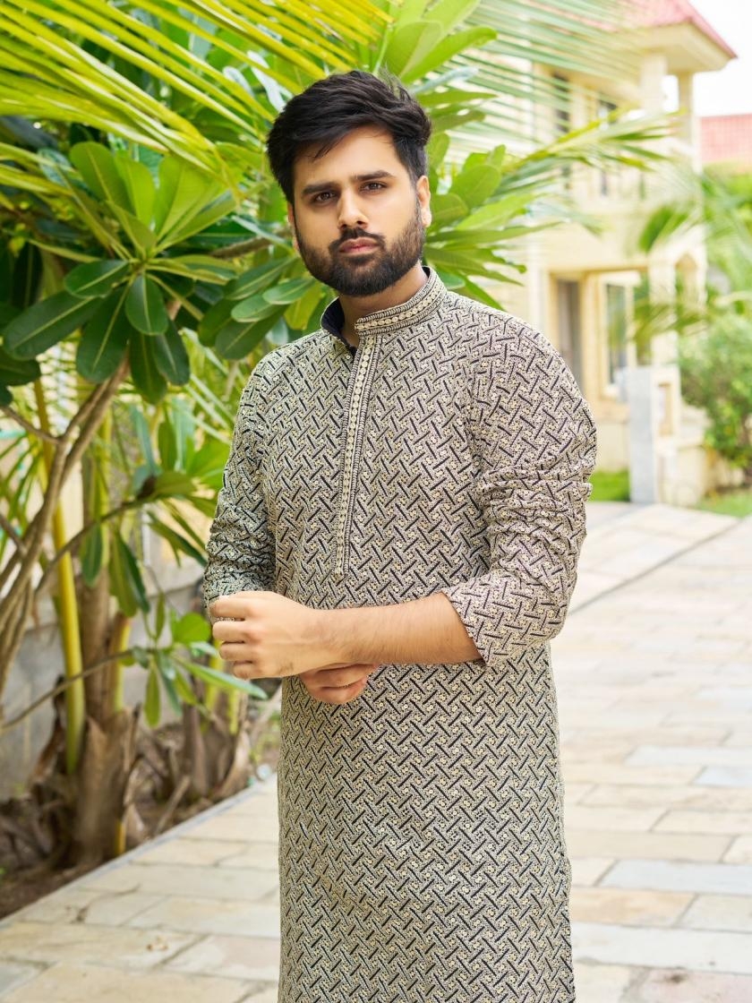 pr clothing riwaaz vol 2 rayon reaymade sequins work mens & kids kutra in wholesale surat