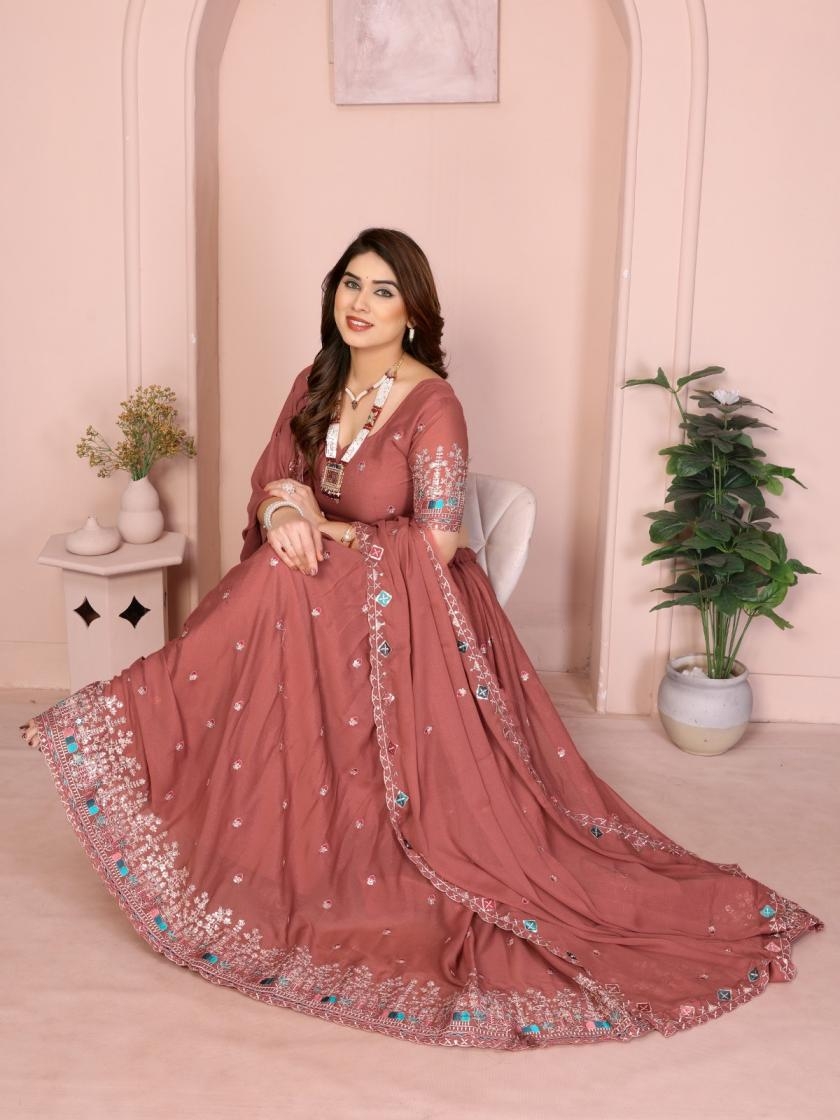 pr clothing thar star georgette embroidery stitch lehenga unstitch blouse in wholesale surat