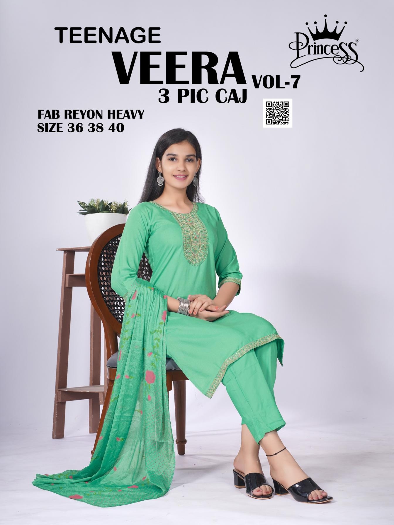 princess creation veera vol 7 series 1001 to 1006 rayon readymade fancy suit in wholesale surat