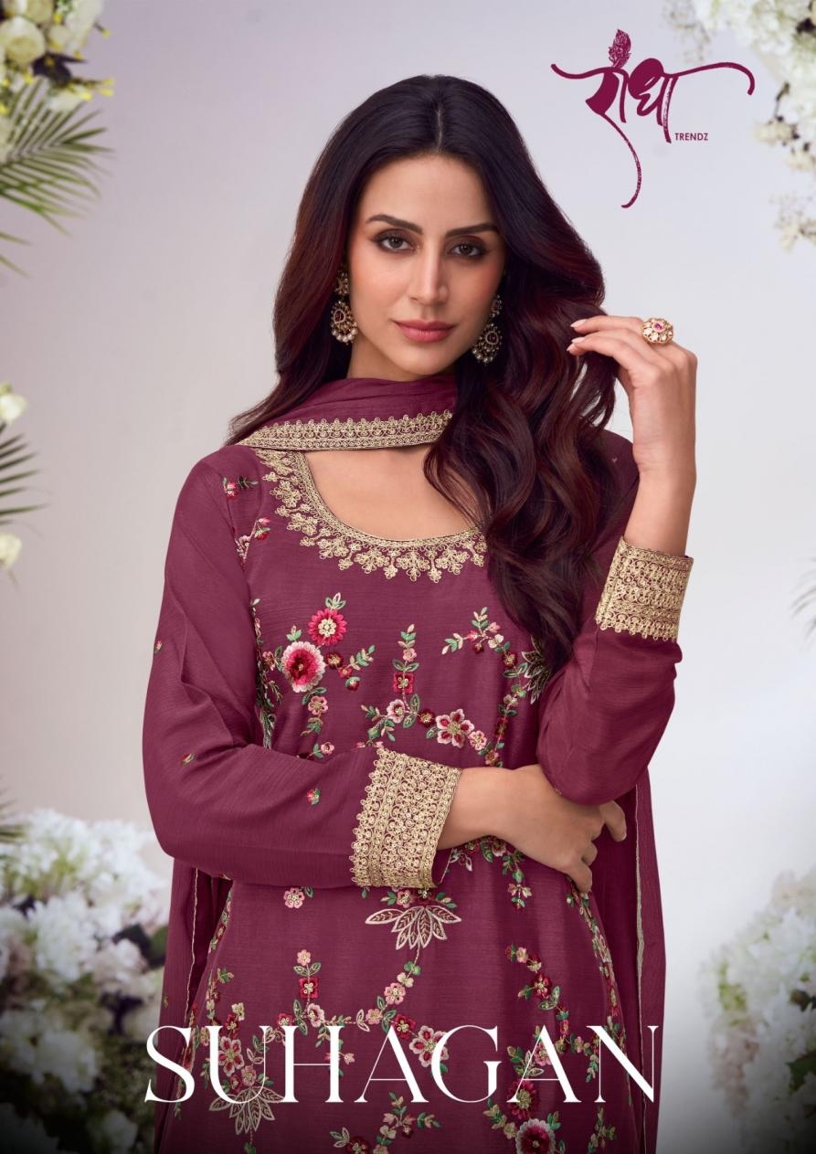 radha trendz suhagan series 5031 to 5034 chinon readymade exclusive plazzo suit in wholesale surat