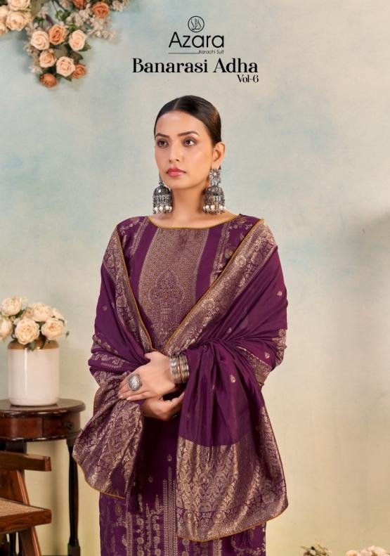 radhika fashion banarasi adha vol 6 series 114001 to 114006 azara cotton jacquard fancy salwar kameez in wholesale surat