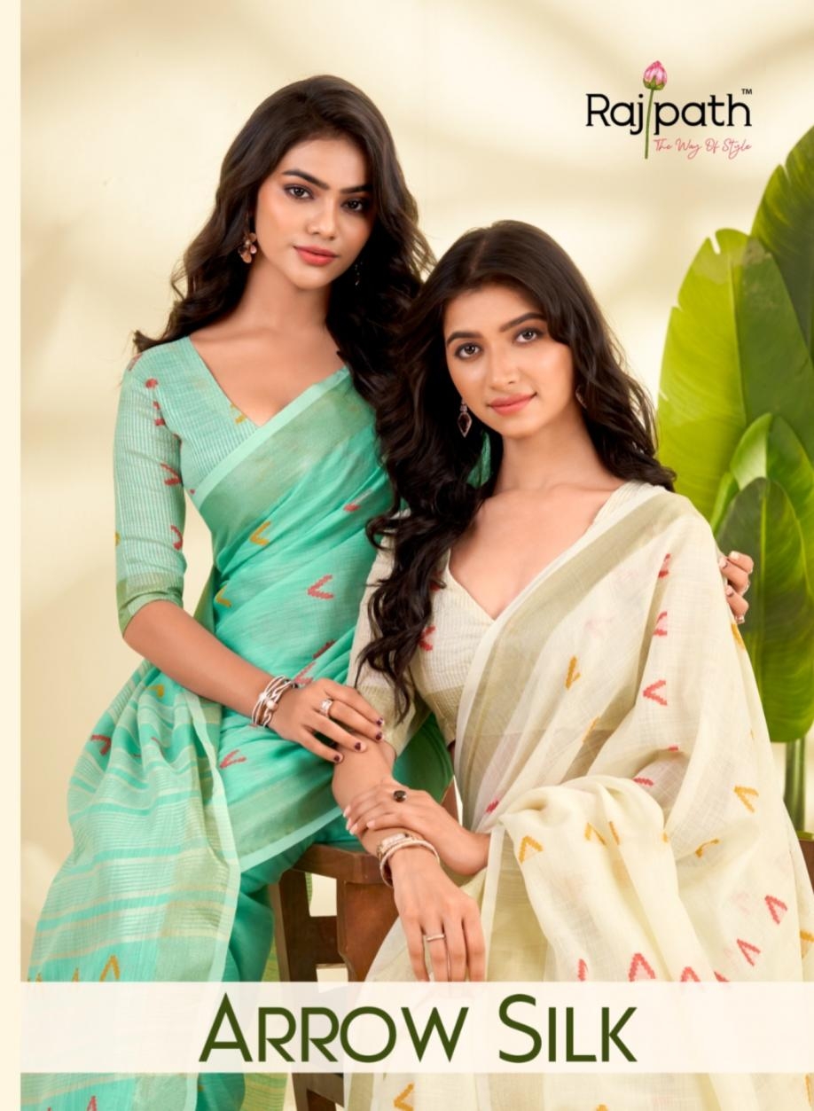 rajpath arrow series 430 TO 435 silk linen silk elegant style saree in wholesale surat
