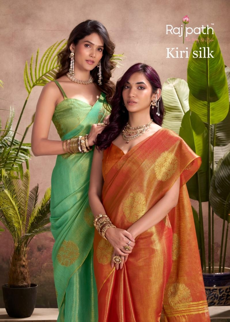 rajpath kiri silk series  462-467 tissue silk stylish saree in wholesale surat