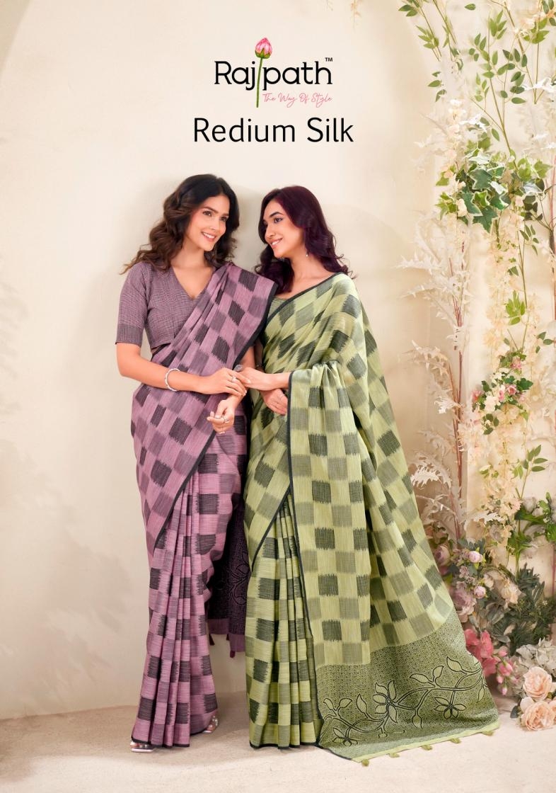 rajpath redium silk Series 438 to 443 pretty linen silk checks print sarees in wholesale surat
