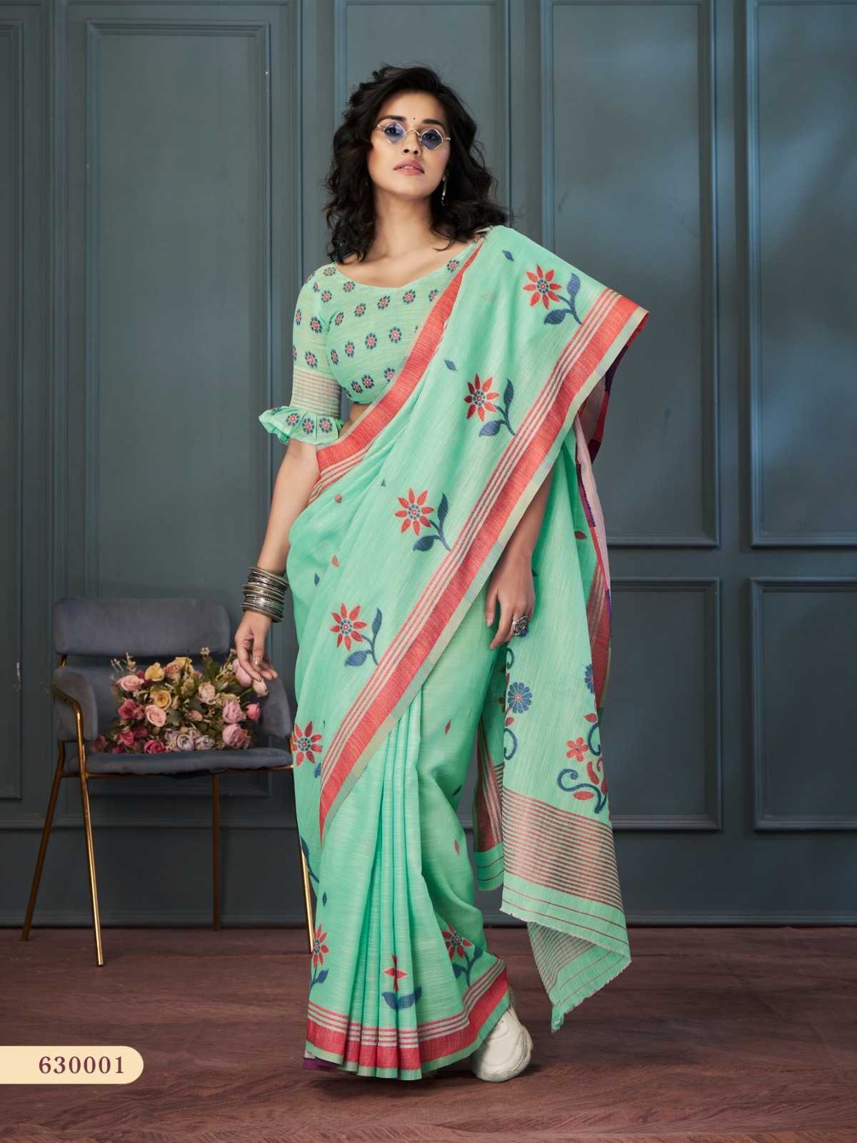 rajpath rolex series 630001 to 630006 linen beautiful weaving pattern saree in wholesale surat