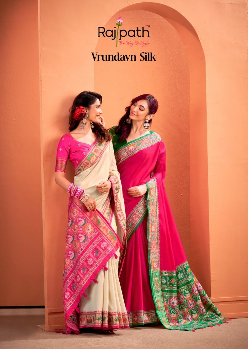 rajpath vrundavan silk series 468 To 473 elegance silk patola weaving sarees in wholesale surat