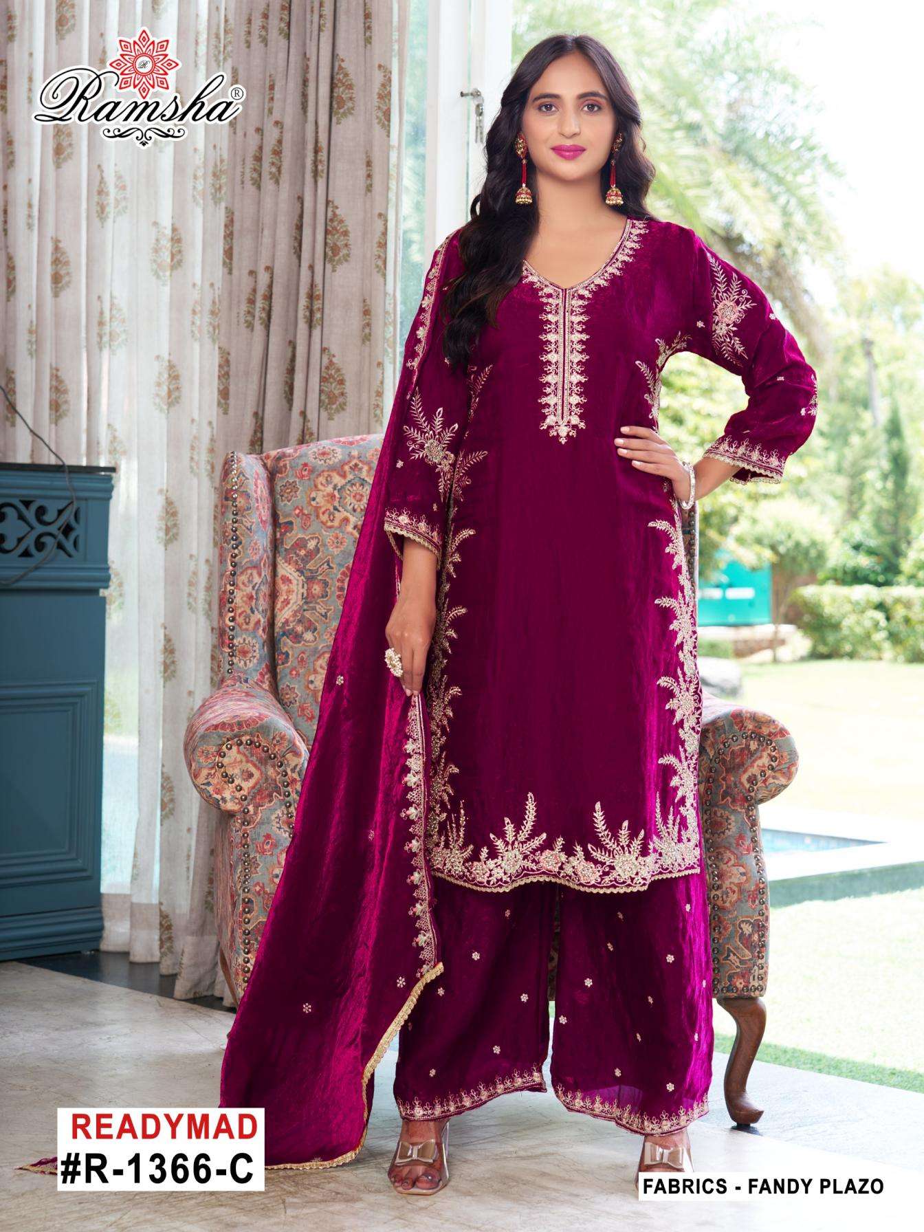 ramsha r 1366 A to D nx readymade fandy stylish pakistani plazzo suit in wholesale surat