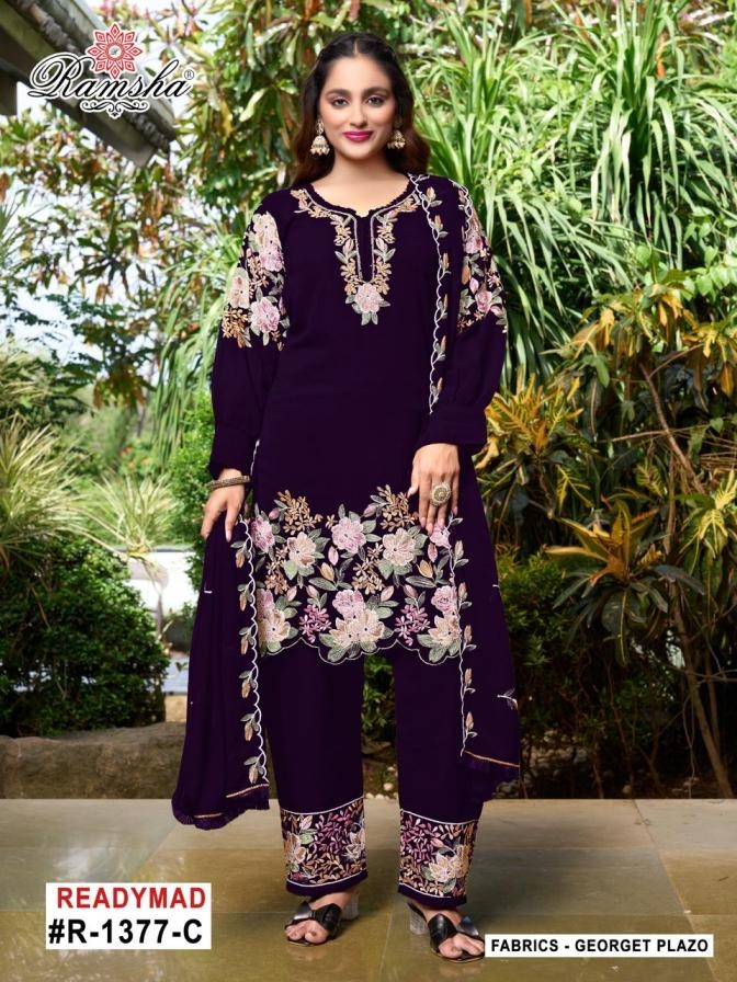 ramsha r 1377 nx A to D readymade georgette plazzo pakistani salwar suits in wholesale surat
