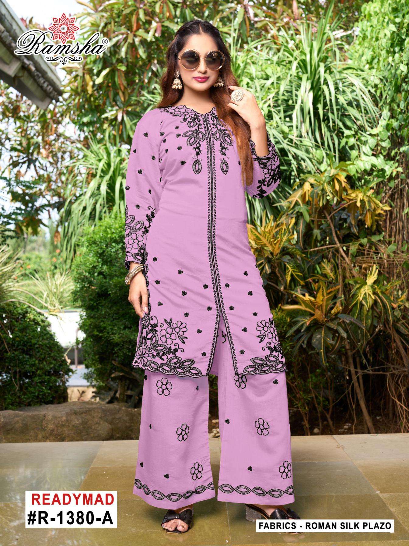 ramsha r 1380 nx readymade roman silk pakistani plazzo kurti dupatta in wholesale surat