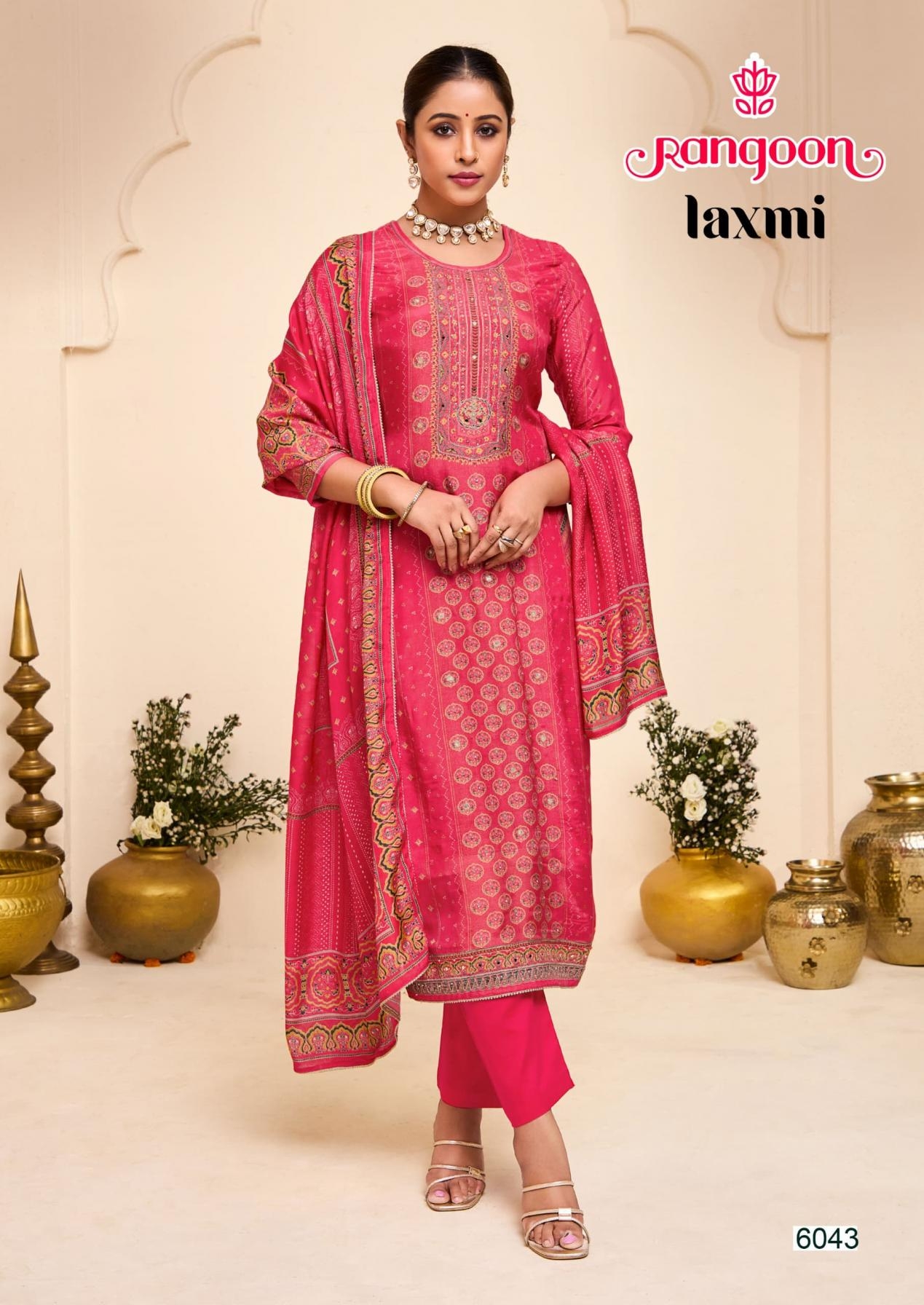 rangoon laxmi series 6041 to 6044 muslin hit design readymade salwar kameez in wholesale surat