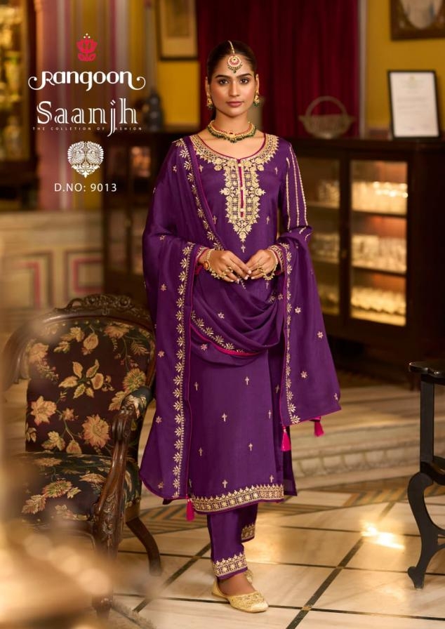 rangoon saanjh series 9011 to 9014 chinon readymade stylish suit in wholesale surat