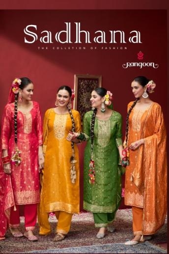 rangoon sadhana series 8071 to 8074 simmer jacquard readymade suit in wholesale surat