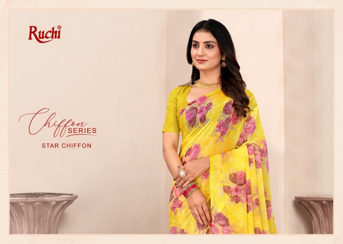 ruchi star chiffon vol 204 series 49301 A to 49303 D hit design chiffon saree in wholesale surat