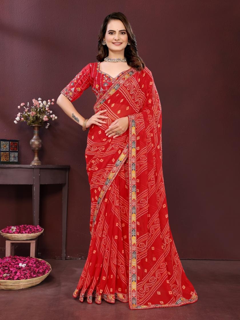 saiyaara amazing georgette print gorgeous look sarees in wholesale surat