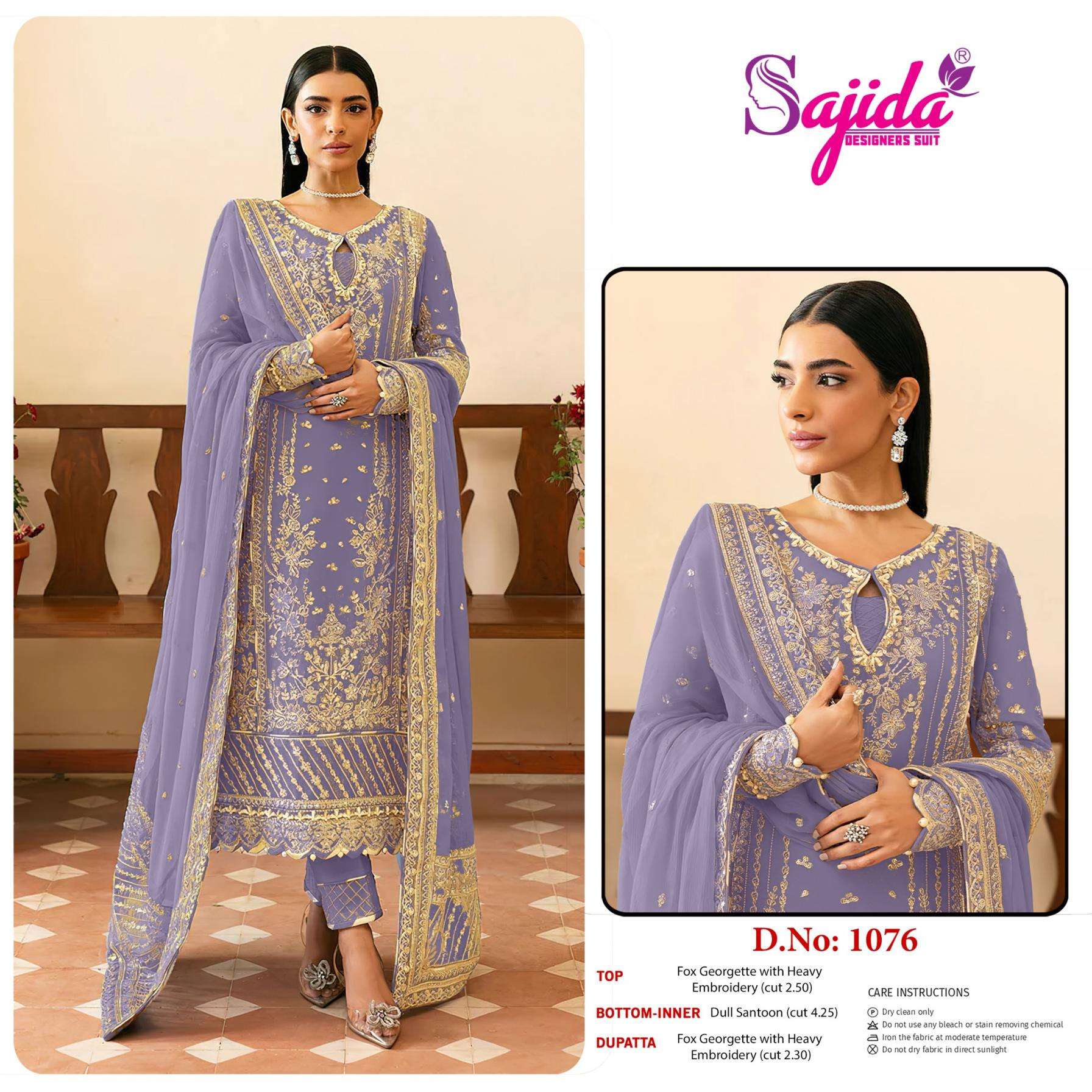 sajida designer 1076 georgette hit design pakistani suit in wholeslae surat