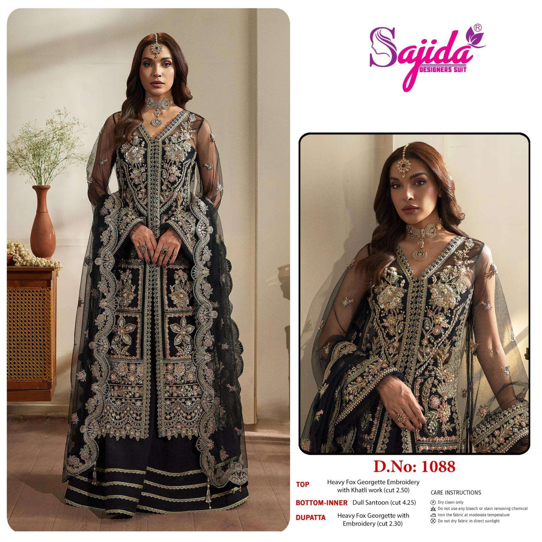 sajida designer 1088 georgette designer pakistani suit in wholesale surat
