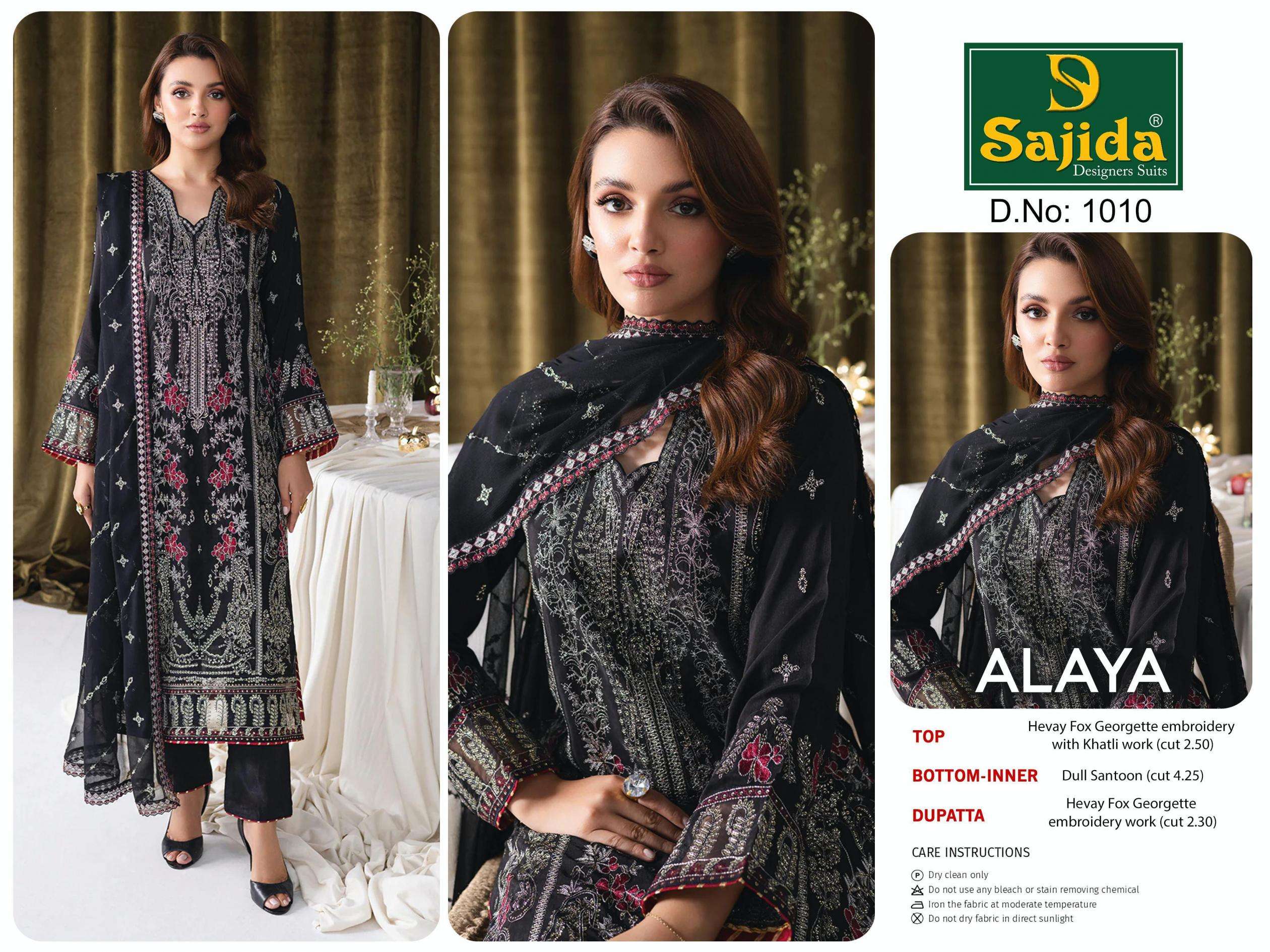 sajida designer alaya vol 1 1010 georgette designer pakistani suit in wholesale surat
